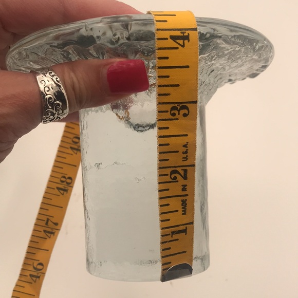 MCM VTG 70's Blenko Don Shepherd Ice Mushroom Clear Glass Candleholders Set of 3 - Picture 4 of 6